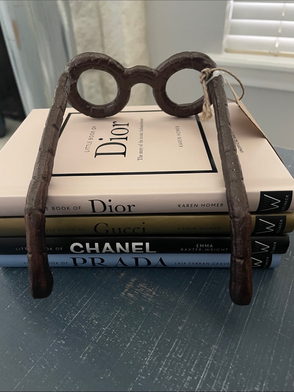 Abstract Metal Eyeglasses Decor in Distressed Brown - Picture 3 of 5